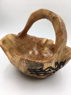 哈薩克族手工木制品手提果籃
